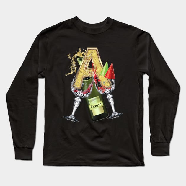 Birthday Celebration letter A Long Sleeve T-Shirt by Just Kidding by Nadine May